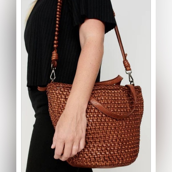 Latico Leathers Neela Woven Bag in Cognac